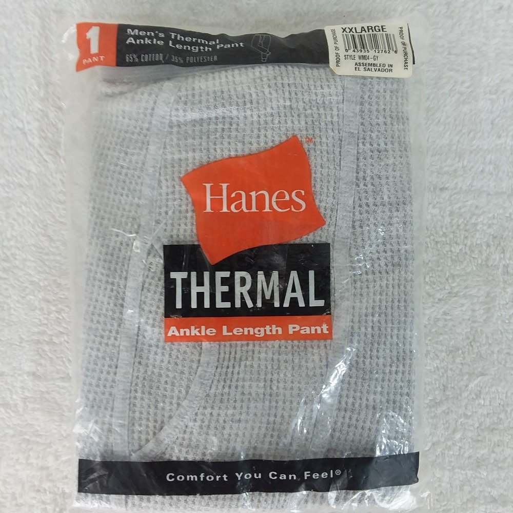 Vintage 2001 Hanes Thermal‎ Ankle Length Pants Long John NOS Gray 2XXL
